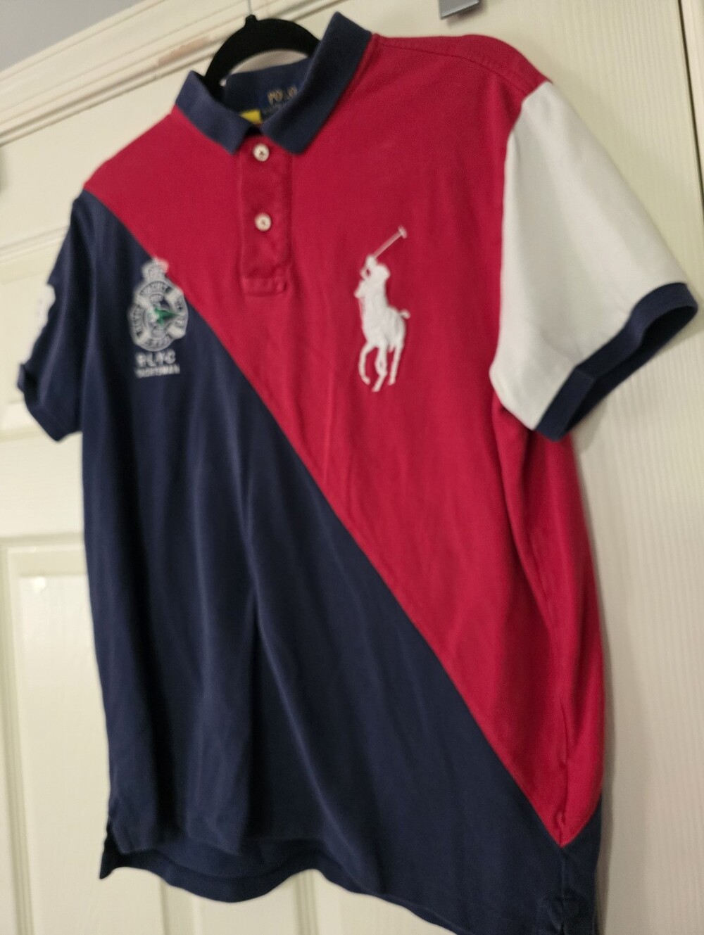 Polo Ralph Lauren Yacht Club Big Pony Colorblock Polo Shirt Sz L Slim FIT